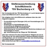 TSV Vorstandschaft sucht Schriftführer/in